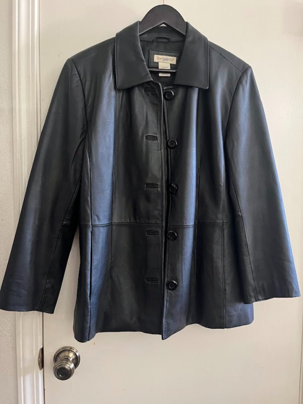TravelSmith Women's Black Leather Jacket Petite Large